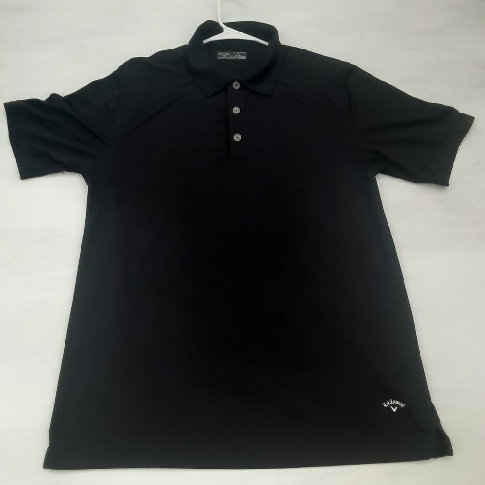 Callaway Polo Shirt Mens Medium Black Golf Performance Short Sleeve